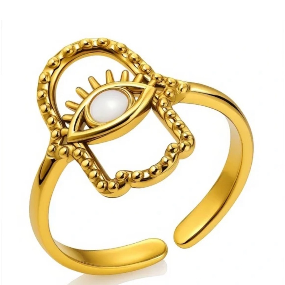 18k Gold Plated Evil Eye Cuff Ring